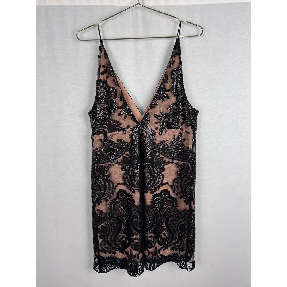 Free People Dress Night Shimmer Mini Black Sequin Going Out Party Hoco Occasion